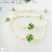 Vòng tay hoa khô cỏ 4 lá