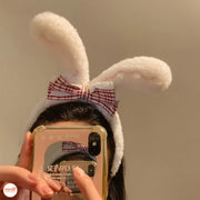 Cài tóc tai thỏ nơ caro