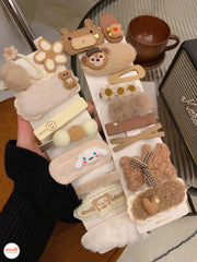 Set kẹp mái len trà sữa MB