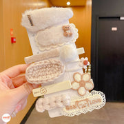 Set kẹp mái len trà sữa MB