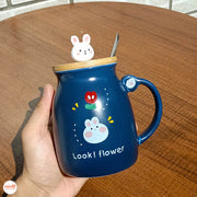 Ly cốc thỏ nắp gỗ