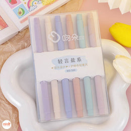 Hộp 6 bút highlight 2 đầu WD-500