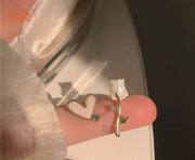 Bông tai hoa hồng trái tim