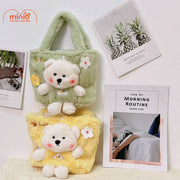 Túi đeo lông gấu thêu chữ sweet