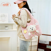 Túi đeo lông gấu thêu chữ sweet