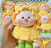 Móc khóa len heo mặc váy