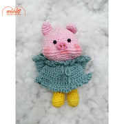 Móc khóa len heo mặc váy