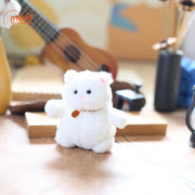 Móc khoá bông mèo ú đen xám