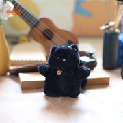 Móc khoá bông mèo ú đen xám