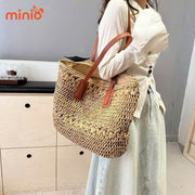 Túi cói quai da Sp115