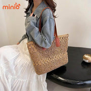 Túi cói quai da Sp115