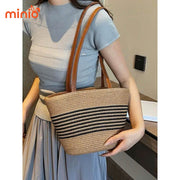 Túi cói kẻ ngang cỡ nhỏ Sp478vn