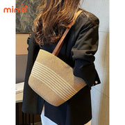 Túi cói kẻ ngang cỡ nhỏ Sp478vn
