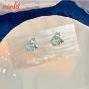 Bông tai xi 925 40 ngôi sao đá xanh MH