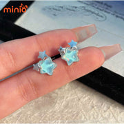 Bông tai xi 925 40 ngôi sao đá xanh MH