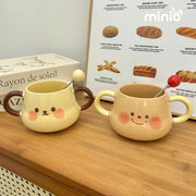 Ly cốc sứ gấu má hồng 2 quai