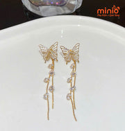 Bông tai dài xi 925 bướm gold 056110 MH