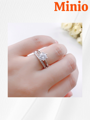 Nhẫn titan kép đính đá + đá nổi MH