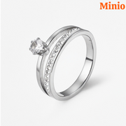 Nhẫn titan kép đính đá + đá nổi MH